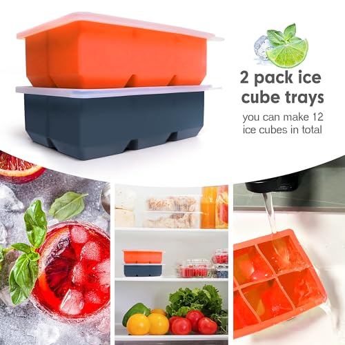 Silicone Ice Cube Trays (Dark Gray and Orange)