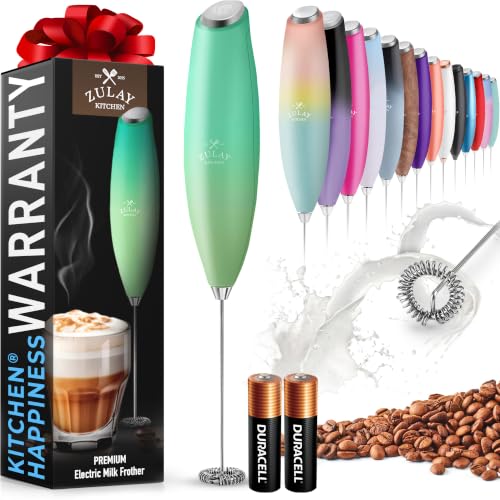 Zulay Powerful Milk Frother for Coffee with Upgraded Titanium Motor (Metallic Blue / OG Frother)