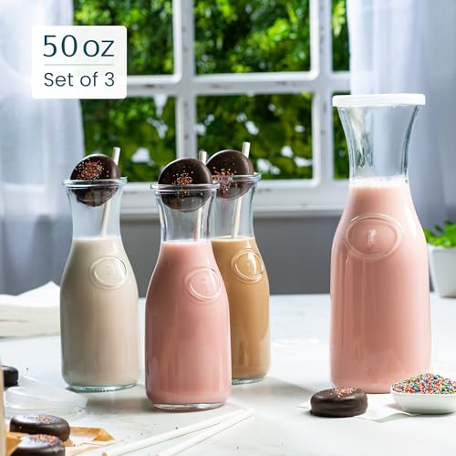 Glass Carafe Pitchers (Set of 3, 1.5 Liter)