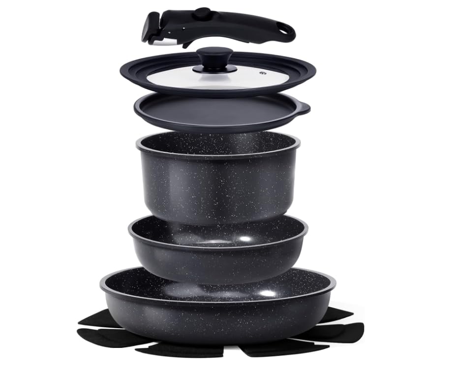 Ceramic Pots and Pans Set Non Stick (0802 / Dark Gray)