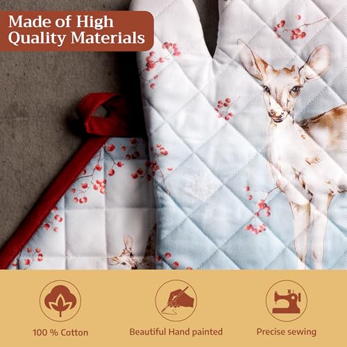 100% Cotton Oven Mitt & Pot Holder Set (113 - Fairy Tale Forest / 7.5" x 13" & 8" x 8" (Oven Mitt & Pot Holder))