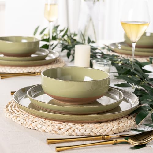 Dinnerware Sets for 4 (Olive Green / Service For 4(12Pcs))