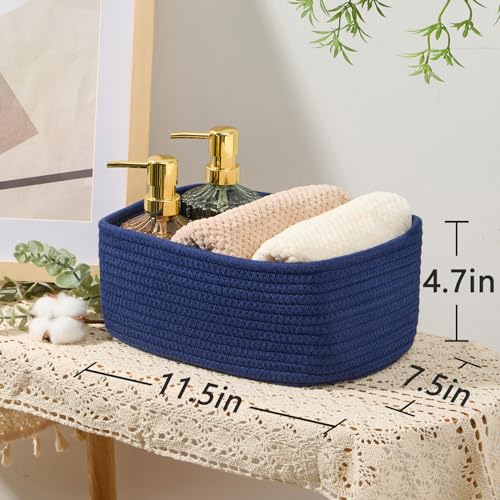 Small Storage Baskets for Organizing (4pcs-L11.5xW7.5xH4.7" / Navy Blue)
