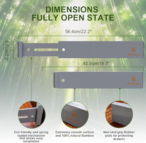 Expandable Bamboo Drawer Dividers (Grey)