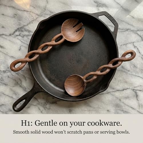 13 Inch Walnut Wood Salad Tongs (Walnut Wood)