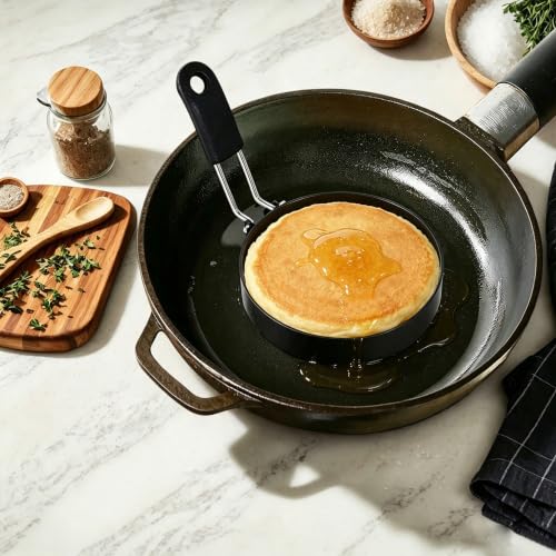 2 Pack 3.5'' + 6'' Egg Rings Set with Silicone Handle