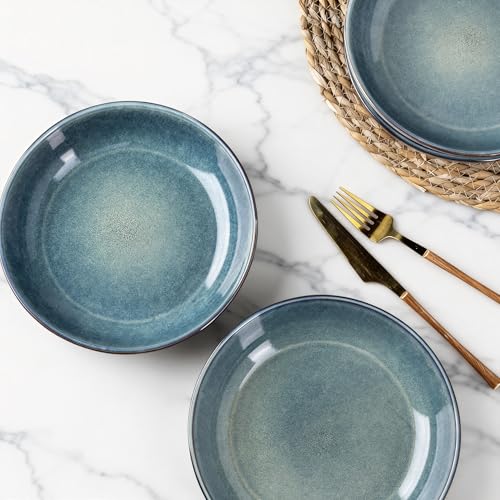 8.5’’ Ceramic Pasta Bowls Set of 4 (Set of 4 / Ceylon Blue)