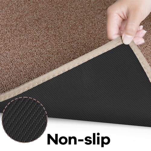 Kitchen Mat Set of 2 PCS (Velvet-brown / 17.3"x47"+17.3"x30" (Set of 2))