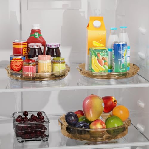 3 Pack Lazy Susan Organizer Turntable for Cabinet (Amber / 3 Pack 12in+10.6in+9.25in)