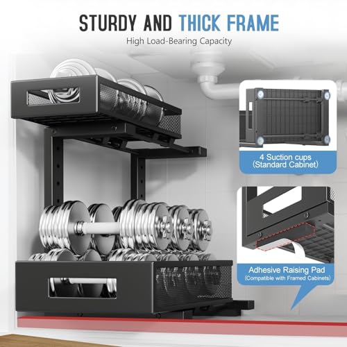 2 Pack Under Sink Storage Organizer (Black / 2 Pack-15.74"Dx11.4"-16.14"H)