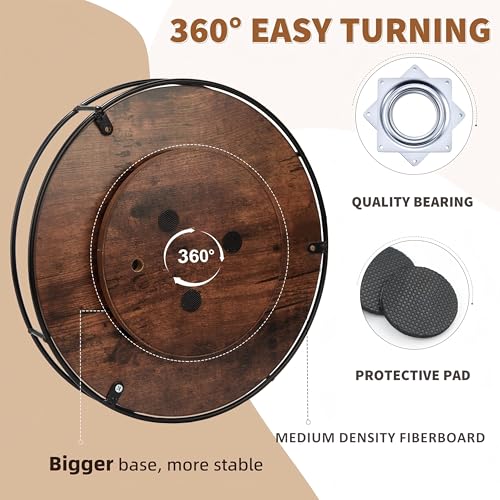 10" Rustic Brown Wood Lazy Susan