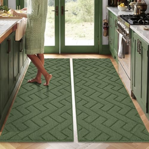 Kitchen Runner Rug (Green / 20"x48"+20"x48")