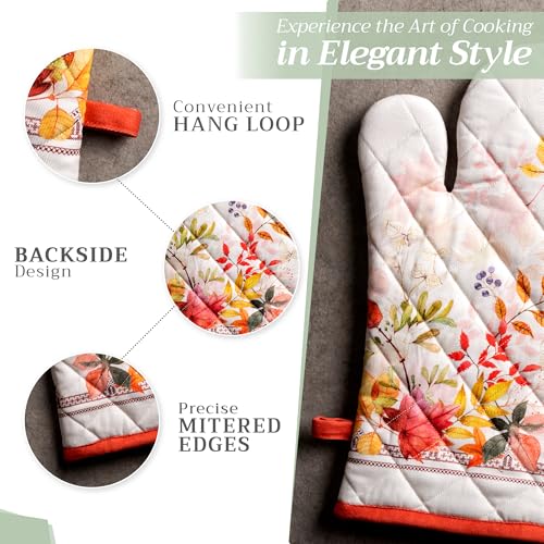 100% Cotton Oven Mitt & Pot Holder Set (056 - Amarante / 7.5" x 13" & 8" x 8" (Oven Mitt & Pot Holder))