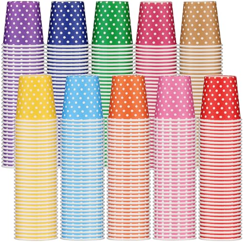 500 Pcs Disposable Paper Cups Small (Multicolor / Dot)