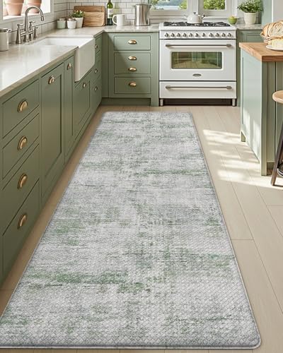 Kitchen Floor Mats Cushioned Anti Fatigue Runner (Green / 107"L x 23"W x 0.4"Th)