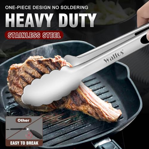 Stainless Steel Kitchen Tongs for Cooking (7+9+12inch / Stainless Steel)