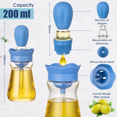 Oil Dispenser Bottle with Silicone Brush (Orange, Blue, Green)