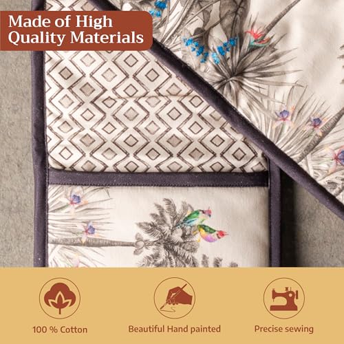 Double Oven Mitts 100% Cotton Double Oven Glove (021 - Amazonia / 7" x 35" (Double Oven Mitt))
