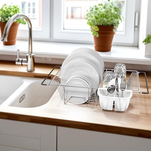 Large Stainless Over Sink Counter Top Dish Drainer Rack (Large / Chrome)