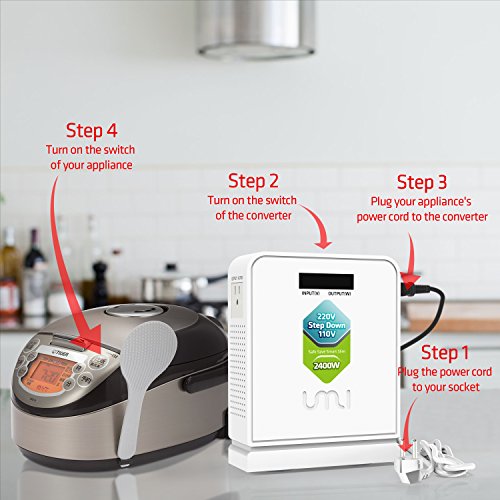 2400W Step Down 220v to 110v Voltage Converter US to Europe Converter (2400W-220V to 110V)