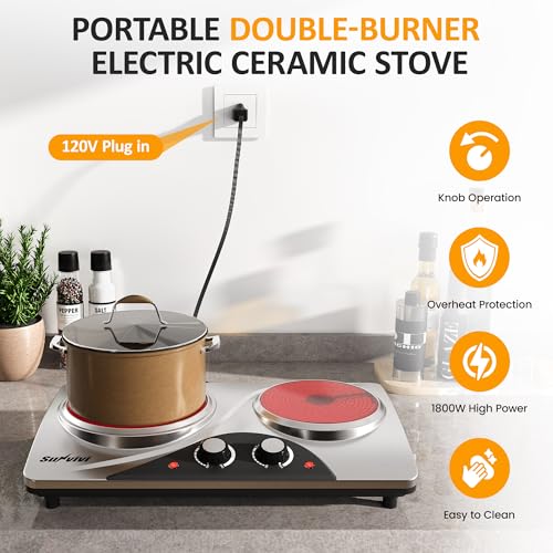 1800W Dual Burner Portable Electric Ceramic Stove
