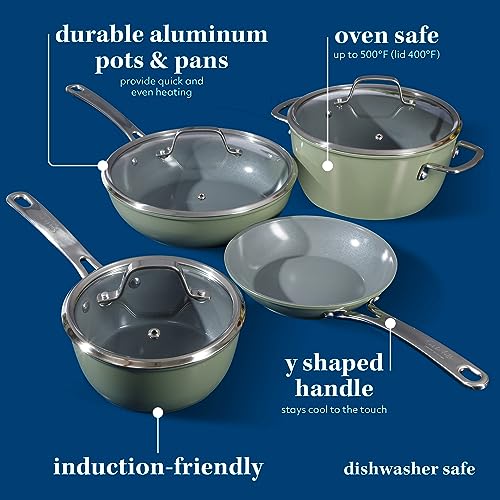 Kitchen Essentials 10 Piece PFA Free Non (Green / 10-Piece Cookware Set)