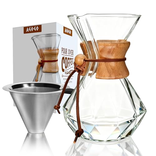 Pour Over Coffee Maker Set (Diamond Design / 28 Ounces)