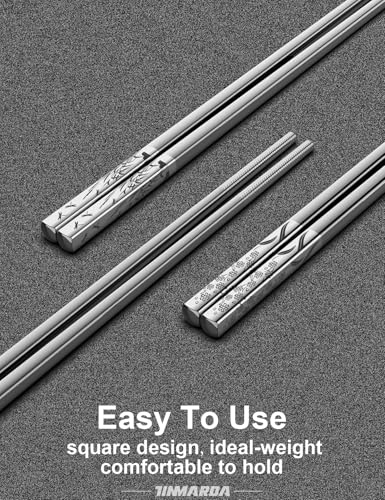 Metal Chopsticks Reusable 18 (Flower Silver 5 Pairs)