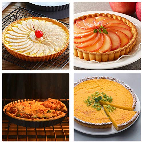 Tart Pan 10 Inch with Removable Bottom (Black-Round-1 pack / 10 Inch)