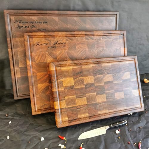 Personalized End Grain Walnut Cutting Board (19x13x2 Inches)