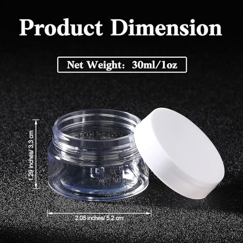 6 Pack 1 oz Plastic Jars Containers with Lids Wide (White / 1 oz)