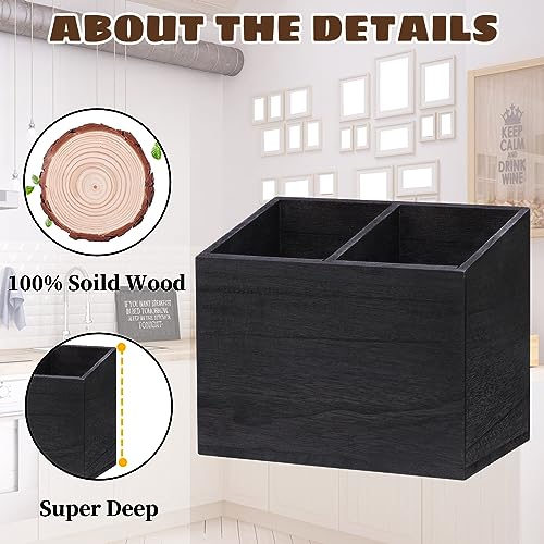 Wooden Kitchen Utensil Caddy With 2 Compartments