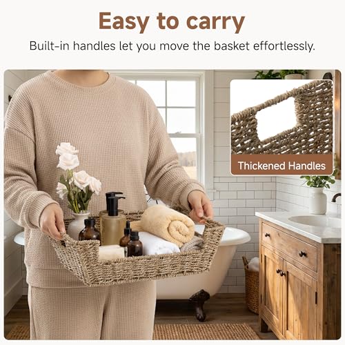 Pantry Baskets for Organizing (Natural(Seagrass) / 16 ½"L x 12 ½"W x 5"H)