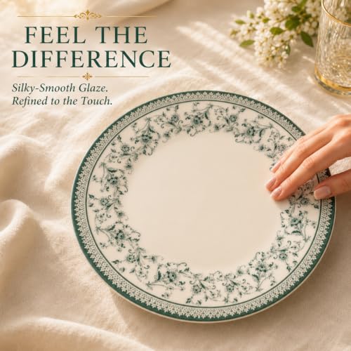 Royal 12 Piece Porcelain Dinnerware Set for 4 (Aster Green / 12)