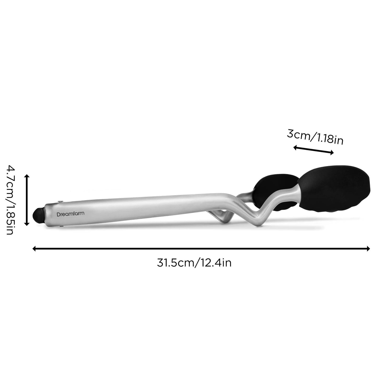 Clongs Grippy Silicone & Stainless Steel Kitchen Cooking Tongs with Click (Black / 12.4 inches)