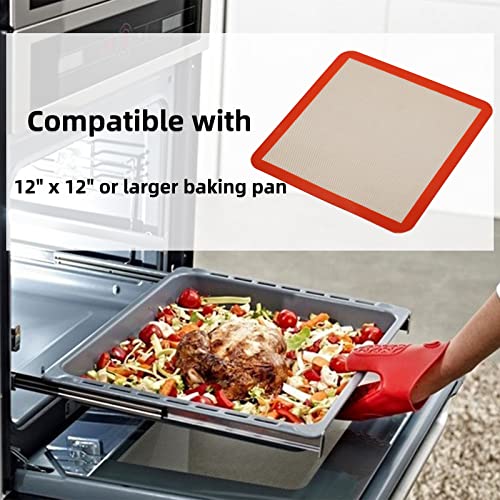 12x12 Square Silicone Baking Mats for XL Air Fryer (Bright Orange / 11.8"L x 11.8"W)