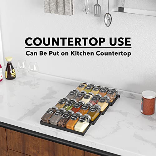 Spice Drawer Organizer with 20 Spice Jars (20 Jars, 9.5" Wide)