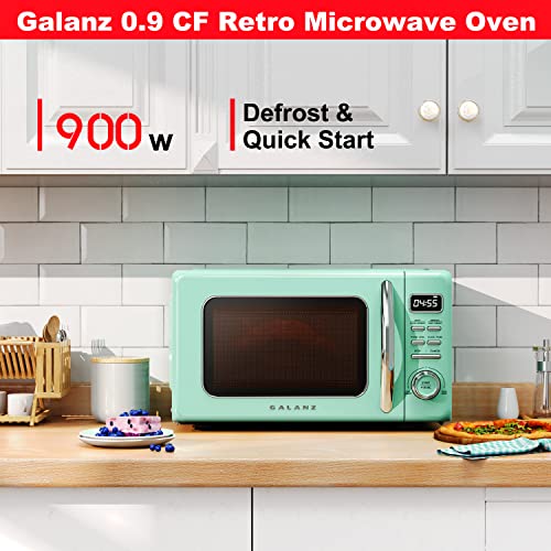 GLCMKZ09GNR09 Retro Countertop Microwave Oven with Auto Cook & Reheat (Green / .9 cu ft / Modern)