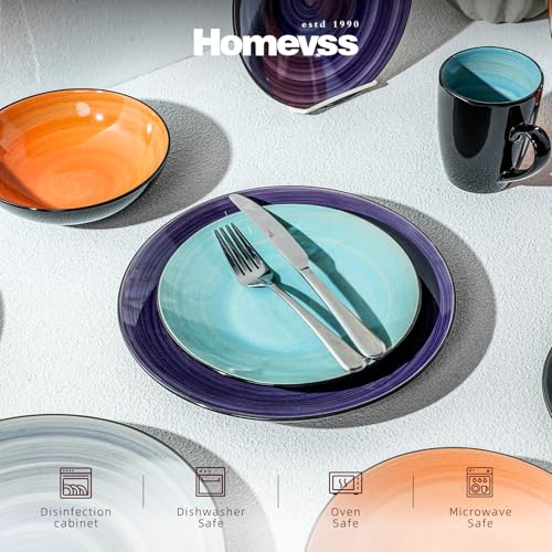 Stoneware Sonoma 16pc Dinnerware Set (16pc Set / Mix Grey, Orange, Purple, Turquoise)