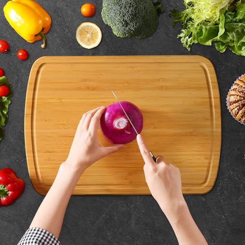Extra Large Bamboo Cutting Boards for Kitchen (Single-Tone / 18"L x 12.5"W)