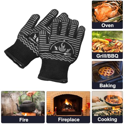 BBQ Gloves 1472°F Extreme Heat Resistant Grill Gloves (Gray / 11inch)