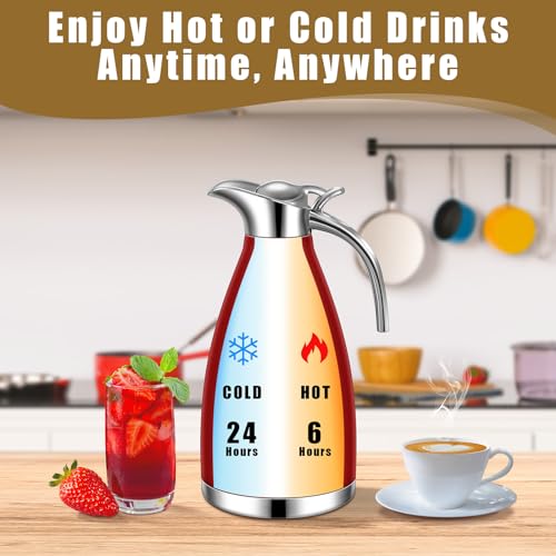 2 Pcs 68oz Thermal Coffee Carafe for Keeping Hot (Red)