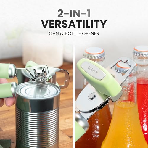 Manual Can Opener Heavy Duty Patented Stainless Steel (Matcha Cream / Comfy Grip)
