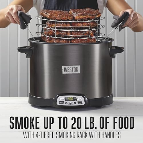 2-in-1 Indoor Electric Smoker & 10 Quart Programmable Slow Cooker (Black (No Party Dipper) / 10 Quart)