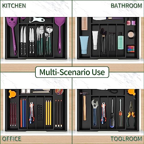 Bamboo Silverware Drawer Organizer (Black / Small)