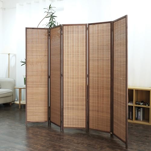 5 Panel Bamboo Room Divider (Brown / 5 Panel)