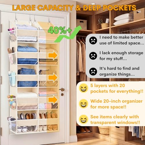 Over the Door Organizer 5 Tiers (Beige - 5 Tiers)