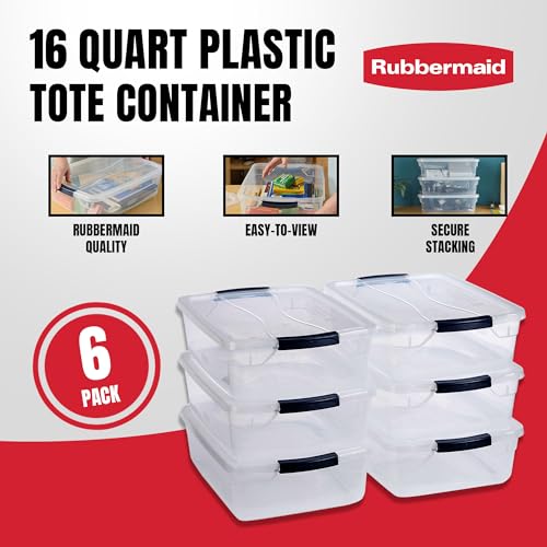 Cleverstore 17 Quart Clear Latching Waterproof Stackable Airtight Storage Containers with Durable Latching Lids (17 Qt – 6 Pack)