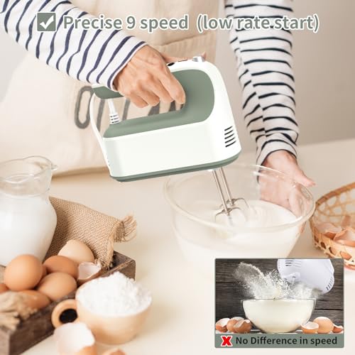 9 Speed Digital Hand Mixer Electric (Light Green)
