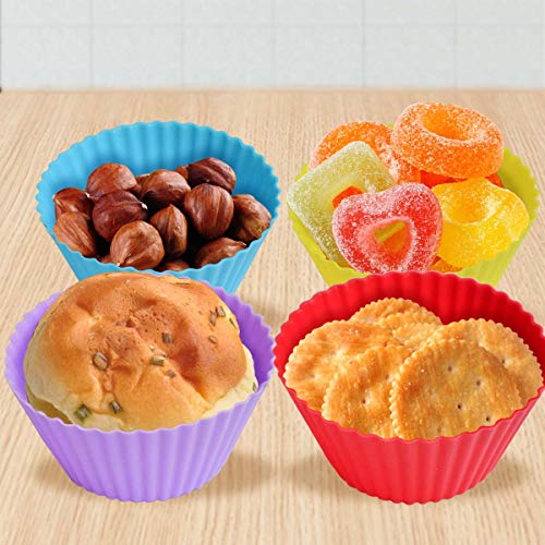 24 Pack Silicone Baking Cups Reusable Muffin Liners Non (Rainbow)